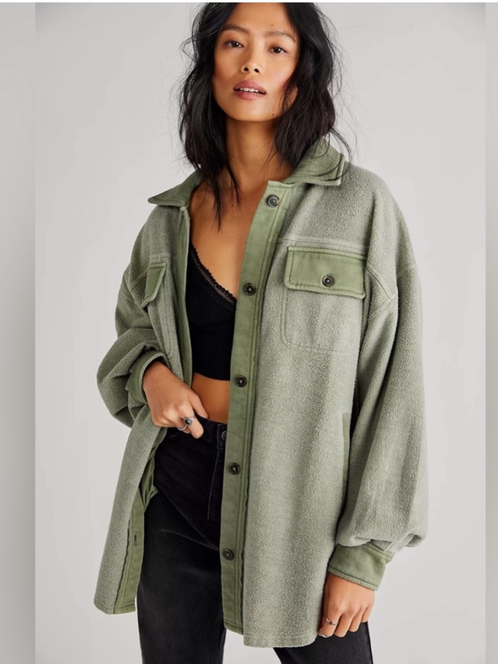 Free people ruby oversized jacket/shacket  in jaded